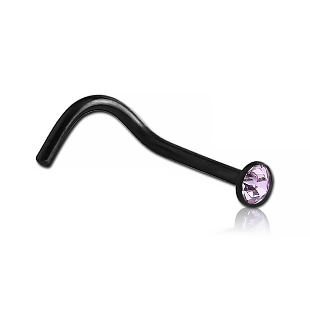 Stud de nez acier noir cristal de Swarovski 2.25mm