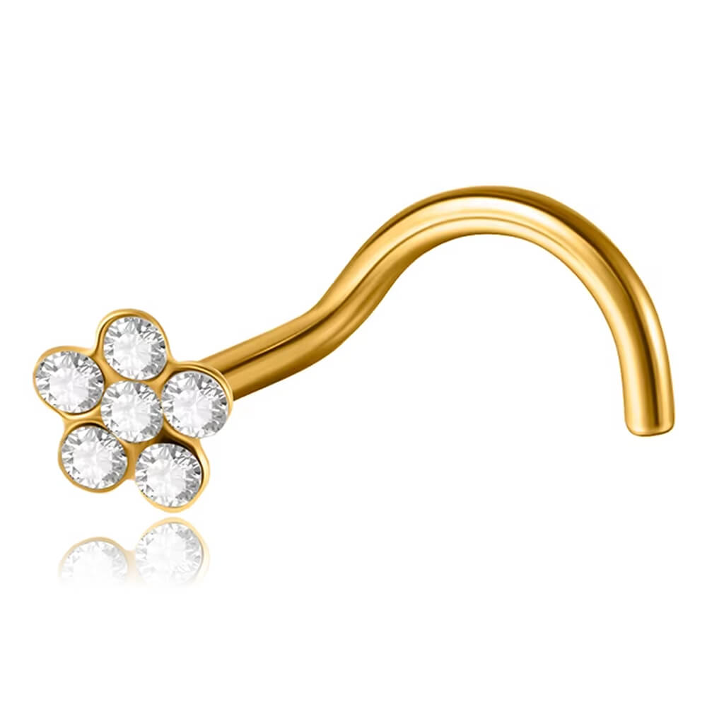 Stud de nez plaqué or 18k Fleur de cristal
