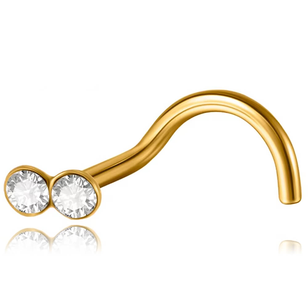 Stud de nez plaqué or 18k Double Cristal
