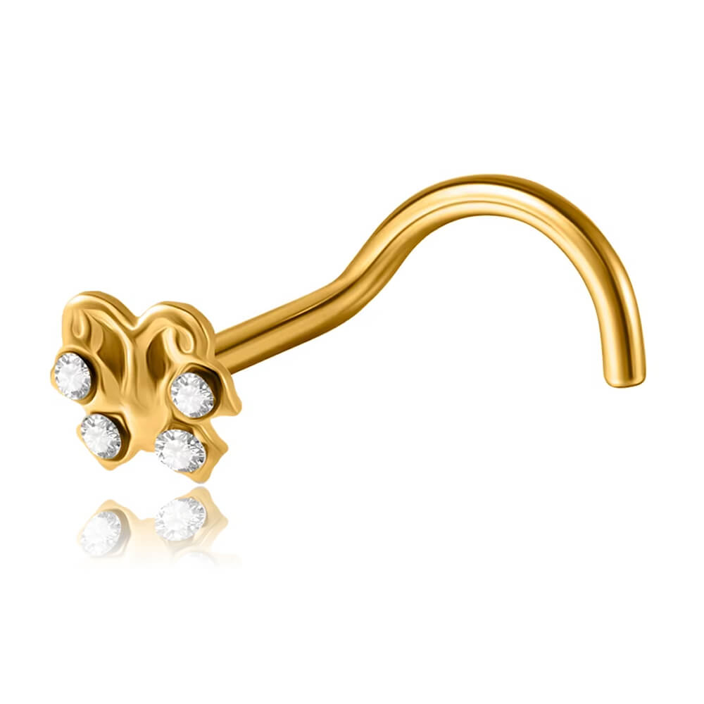 Stud de nez plaqué or 18k Papillon