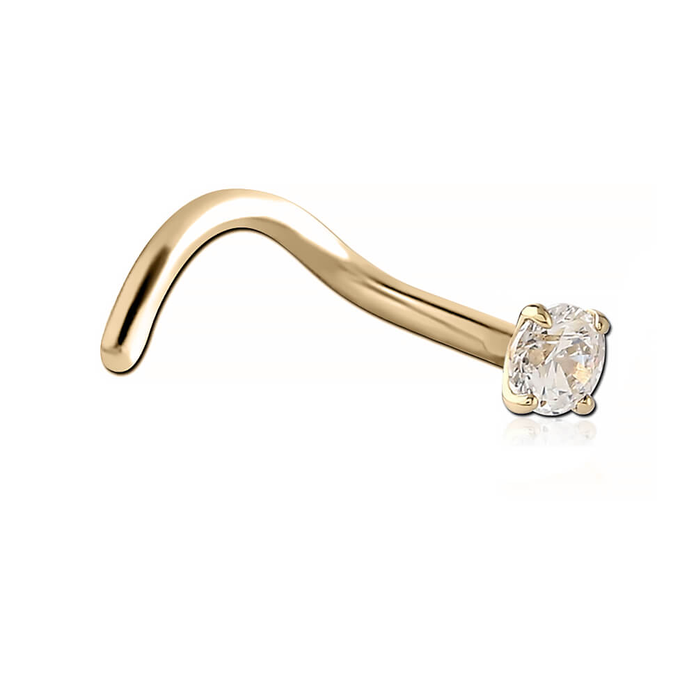 Stud de nez acier plaqué or 18k avec Zirconium rond 3mm