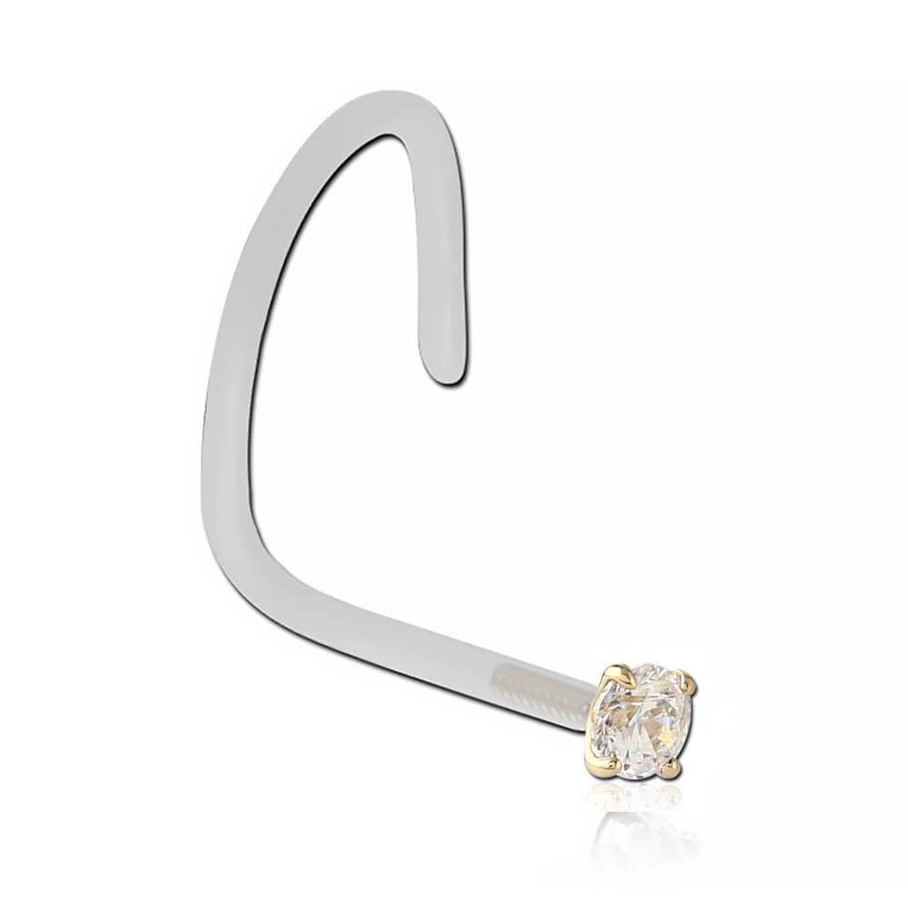 Stud de nez BioSafe et Zirconium 1.5mm griffé Or 14k