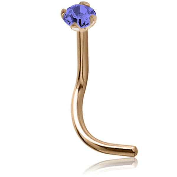 Stud de nez or 14k et Saphir Bleu 2mm