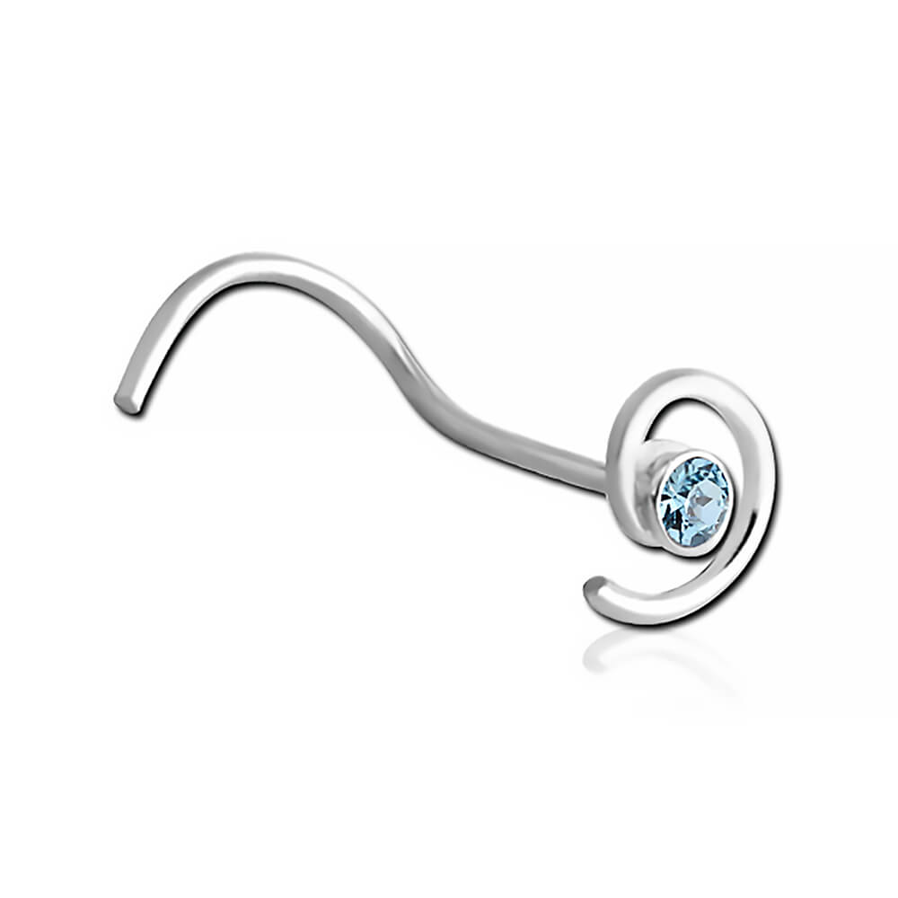 Stud de nez argent Spirale et Strass