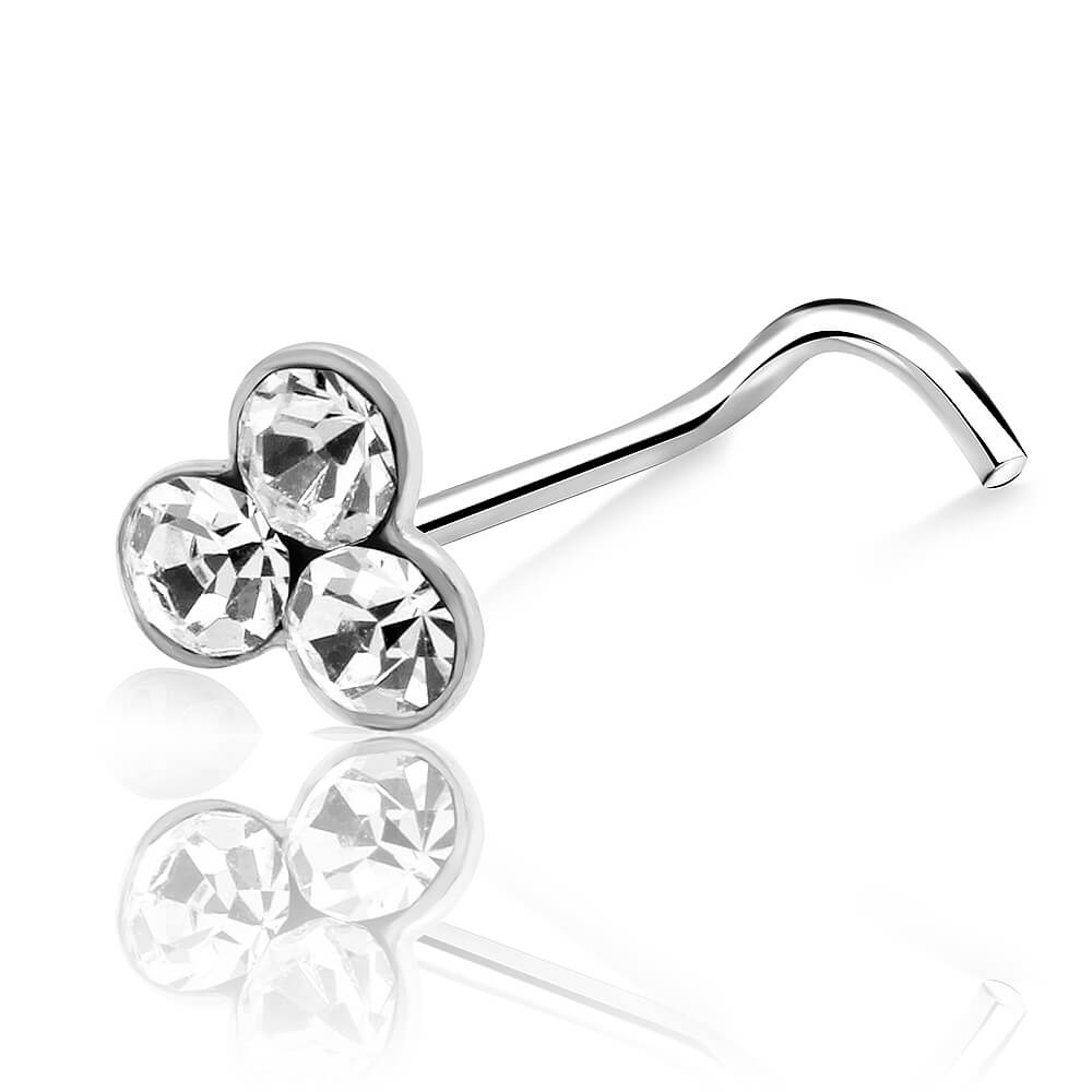 Stud de nez argent Triple Strass