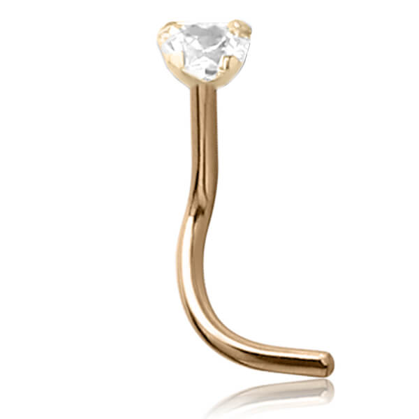 Stud de nez Or 14k et Zirconium Coeur 3 mm