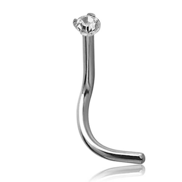 Stud de nez Or blanc 14K et Zirconium 1.5 mm