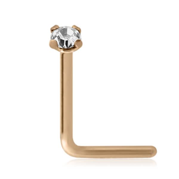 Stud de nez L Or 14k et Zirconium 1.5 mm