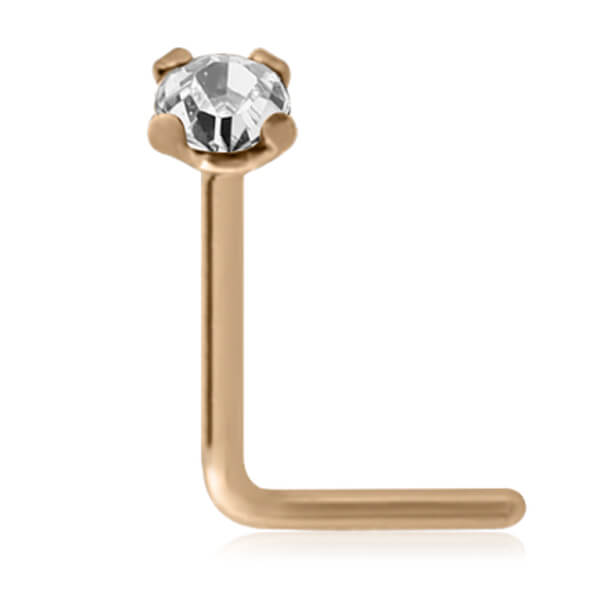 Stud de nez L Or 14k et Zirconium 2 mm