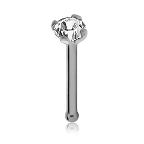 Bone de nez Or blanc 14K Zirconium 2 mm