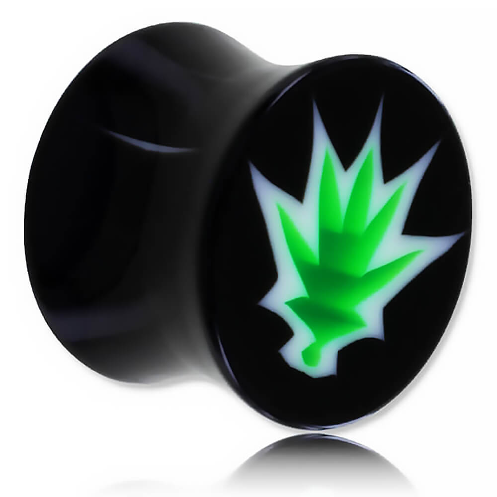 Plug d'oreille acrylique Cannabis