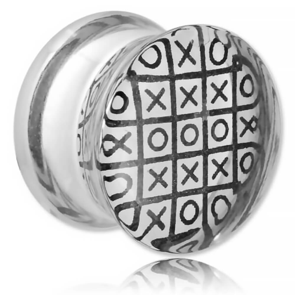 Plug d'oreille acrylique Tic Tac Toe