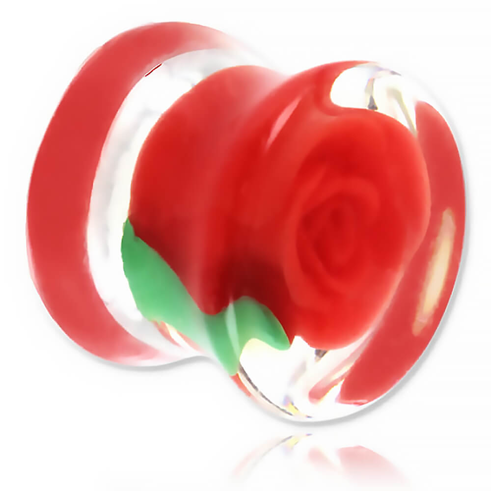 Plug d'oreille acrylique Fleur Rose