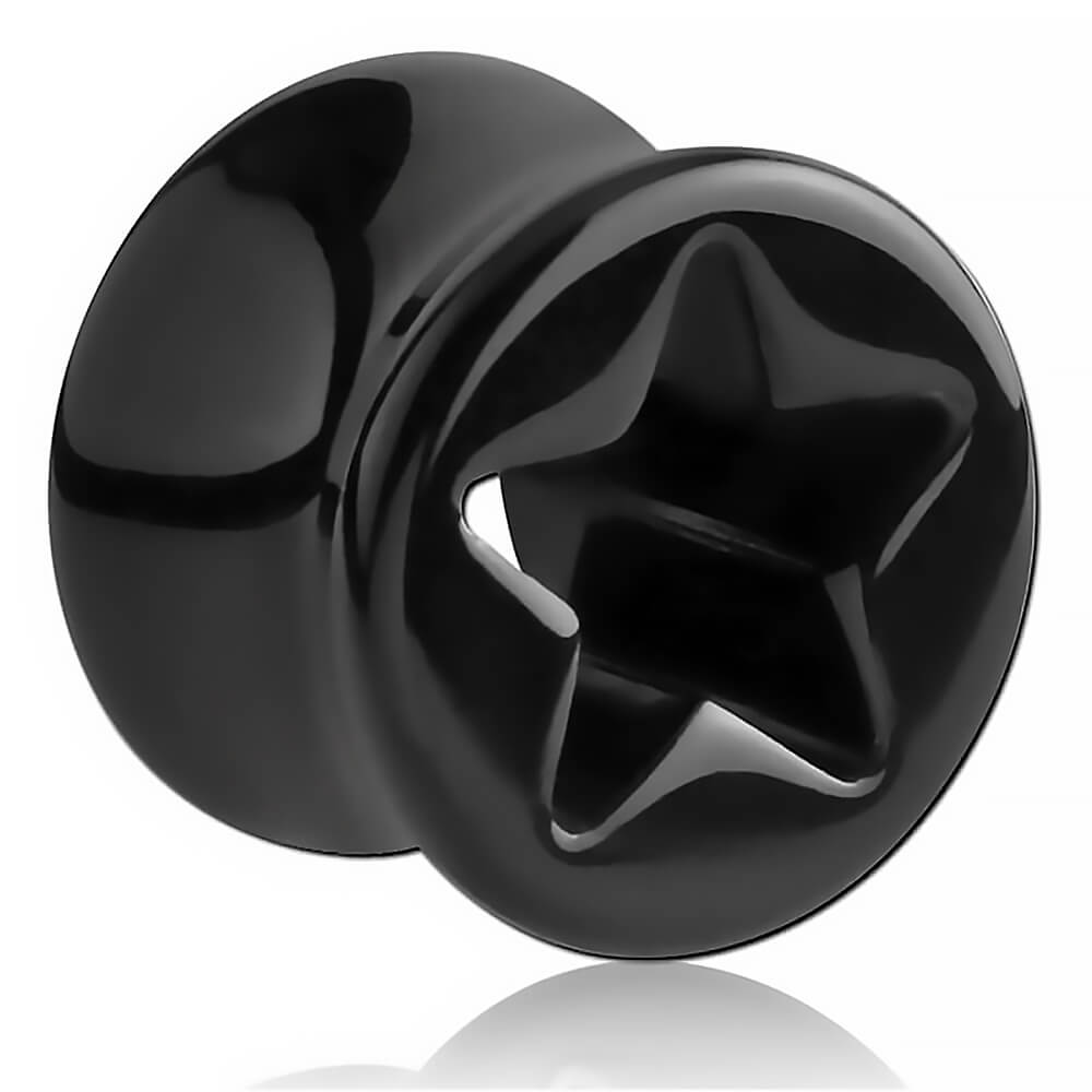 Plug d'oreille acrylique noir Étoile évidée
