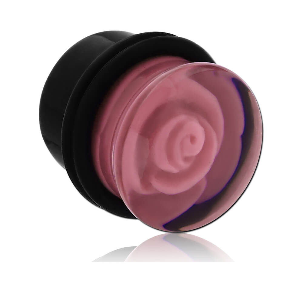 un piercing plug rose en acrylique taille de 4 mm à 18 mm