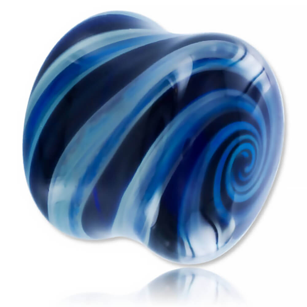 Plug d'oreille pâte de verre Vortex Blue Silver