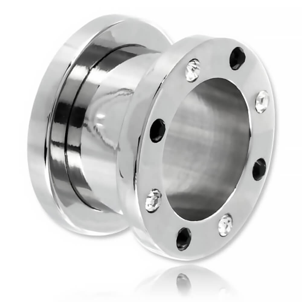 Tunnel acier bicolore dévissable avec Strass