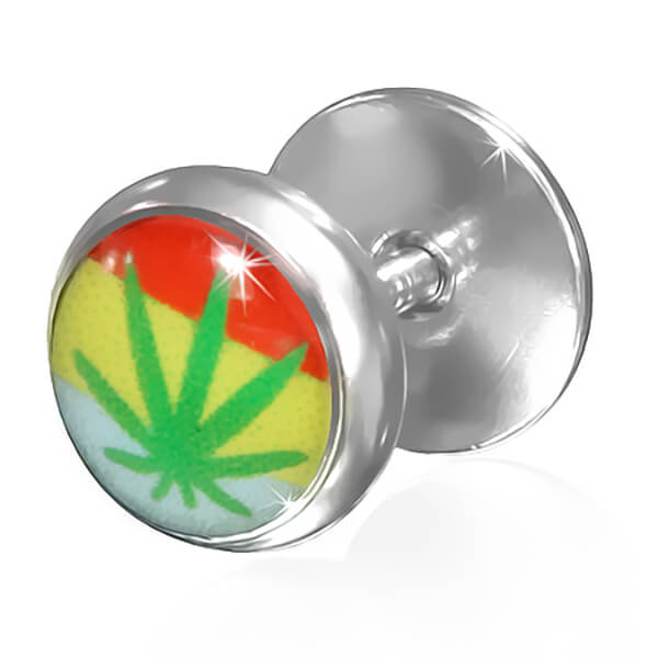 Faux plug d'oreille acier logo Rasta