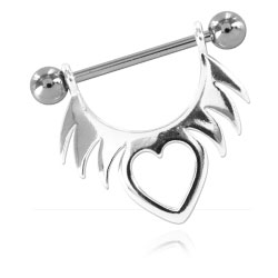 Étrier de téton plaqué argent Coeur tribal