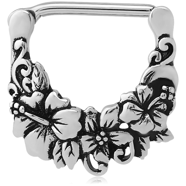 Étrier de téton acier clicker Hibiscus