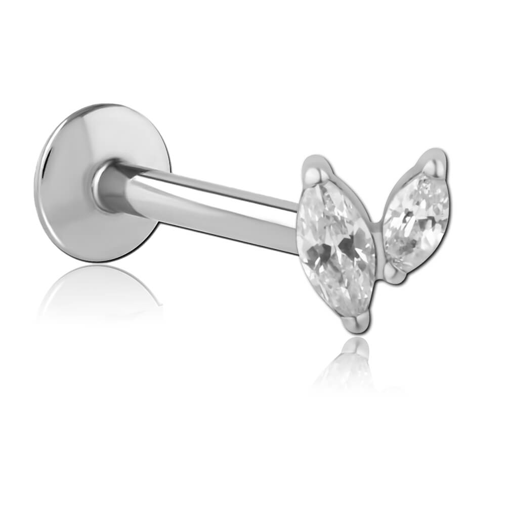 Micro labret titane Deux Marquises strass vis interne