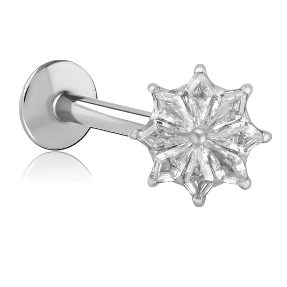 Micro labret titane Snowflake strass vis interne