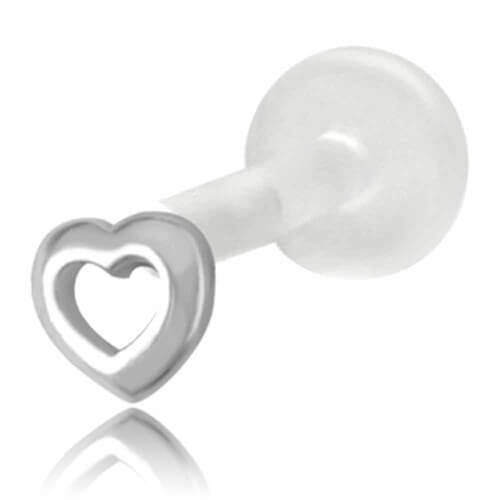 Micro labret Biosafe motif Coeur argent