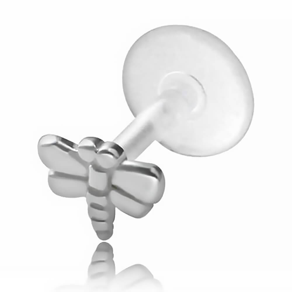 Micro labret Biosafe motif Papillon argent