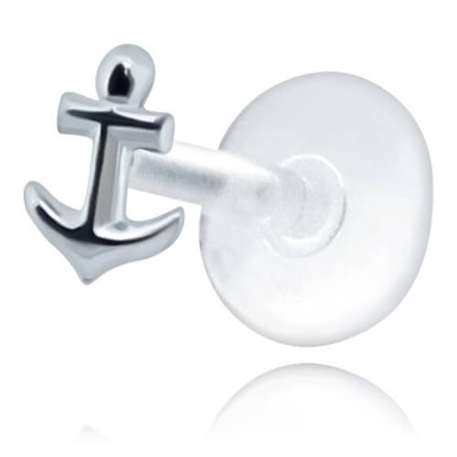 Micro labret Biosafe motif Ancre argent