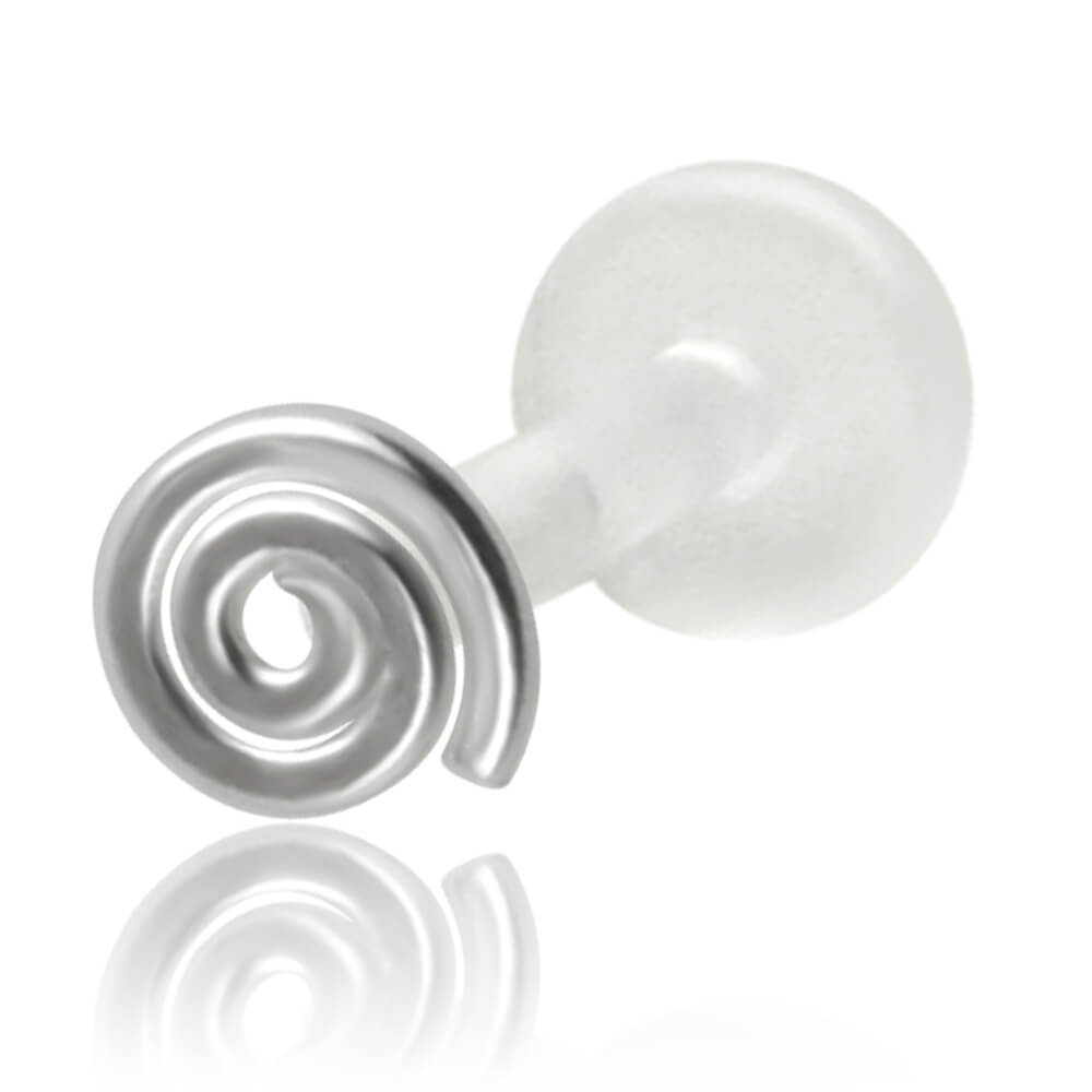 Micro labret Biosafe motif Spirale argent