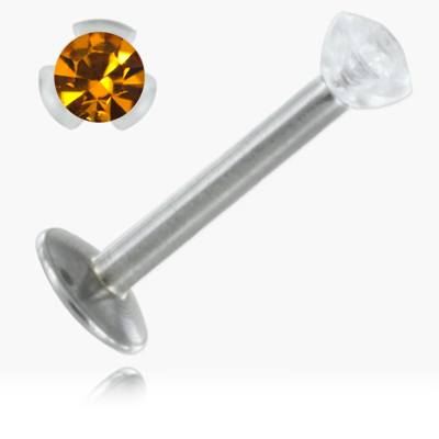 Micro labret acier strass interne serti acrylique