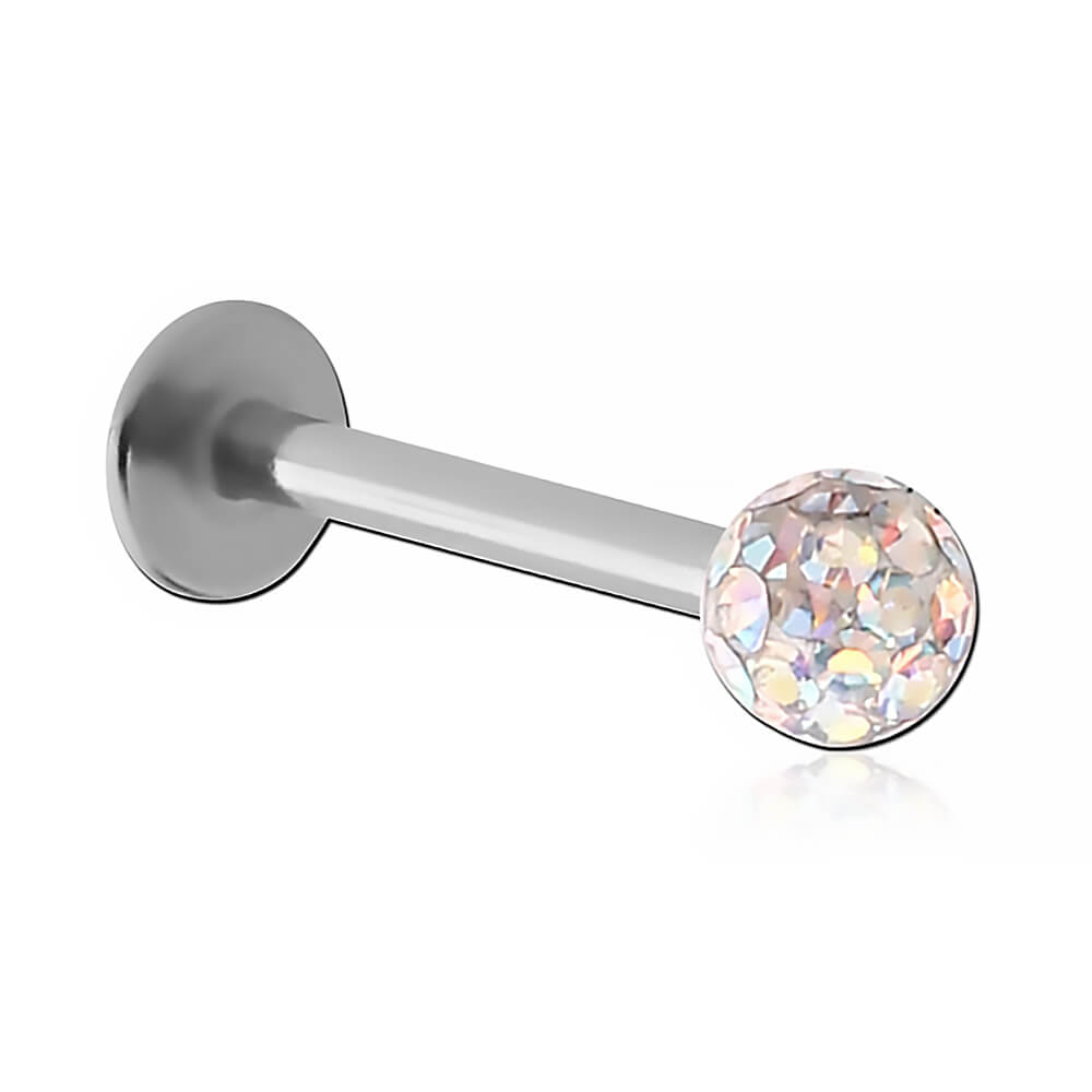 Micro labret acier boule Cristal Chic