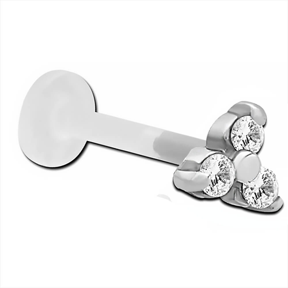 Micro Labret Bioflex Zirconium Carré 2mm Griffé Or 14 Carats