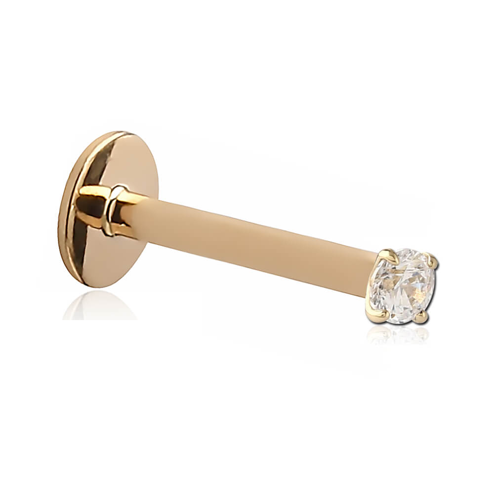 Micro labret or jaune 14k et diamant 1.5mm clipsable