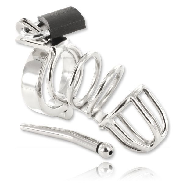 Cage de chasteté homme avec cockring et plug urétral mobile FCCA007 Cage de chasteté homme avec cockring et plug urétral mobile FCCA007