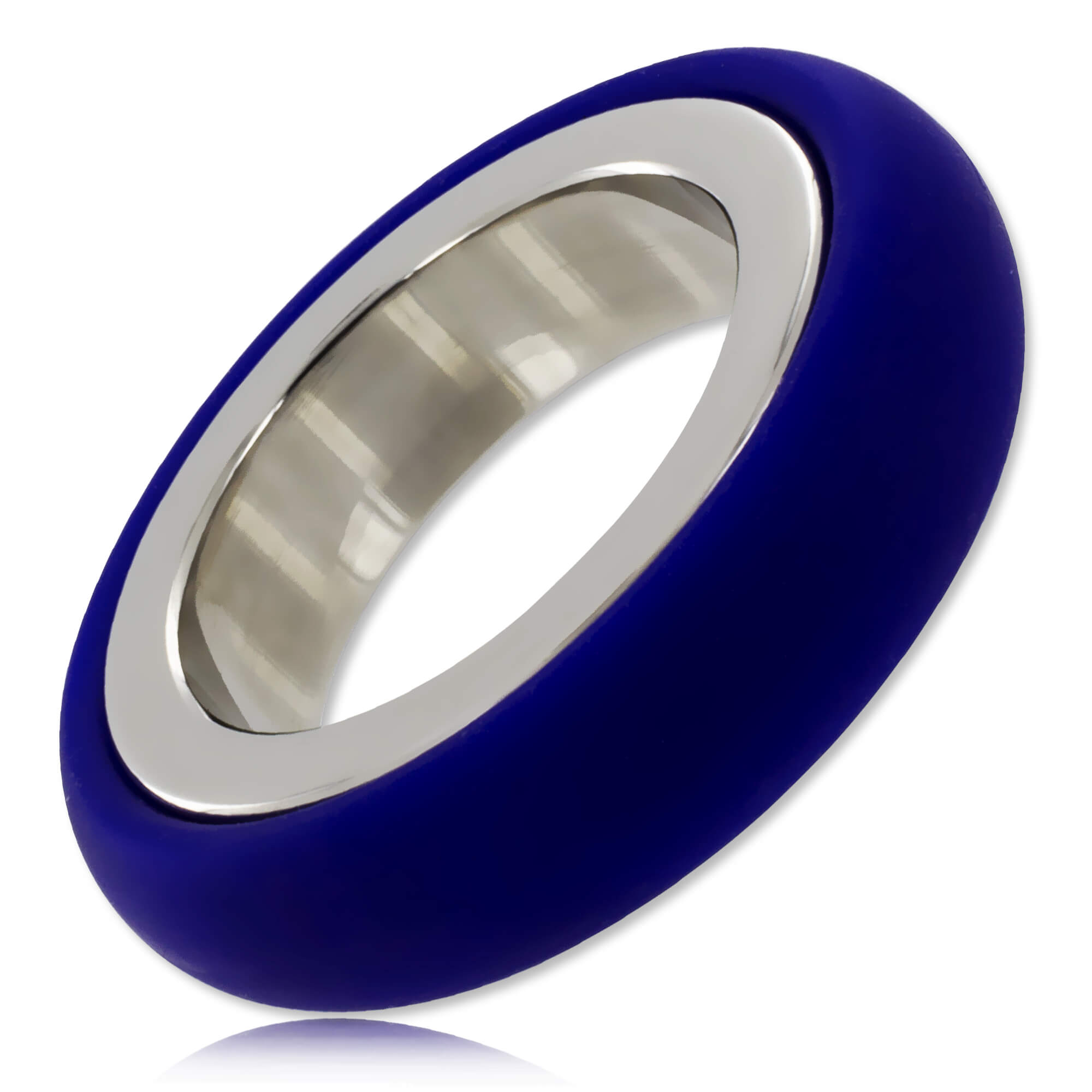 Cockring acier et silicone bleu RougeCuir 15mm
