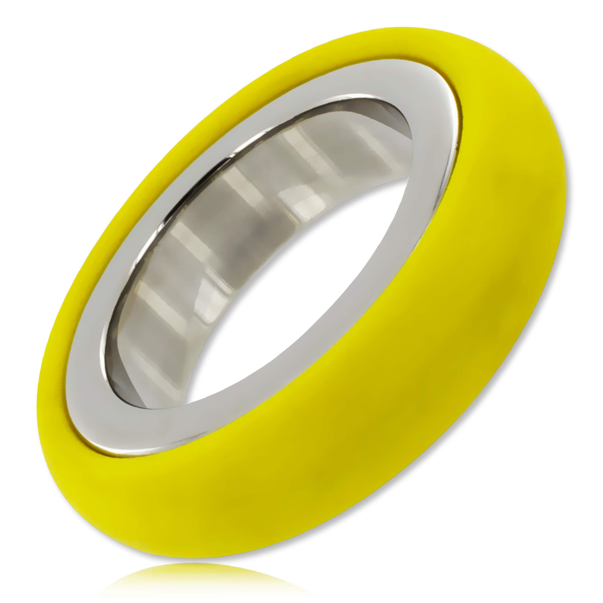 Cockring acier et silicone jaune RougeCuir 15mm