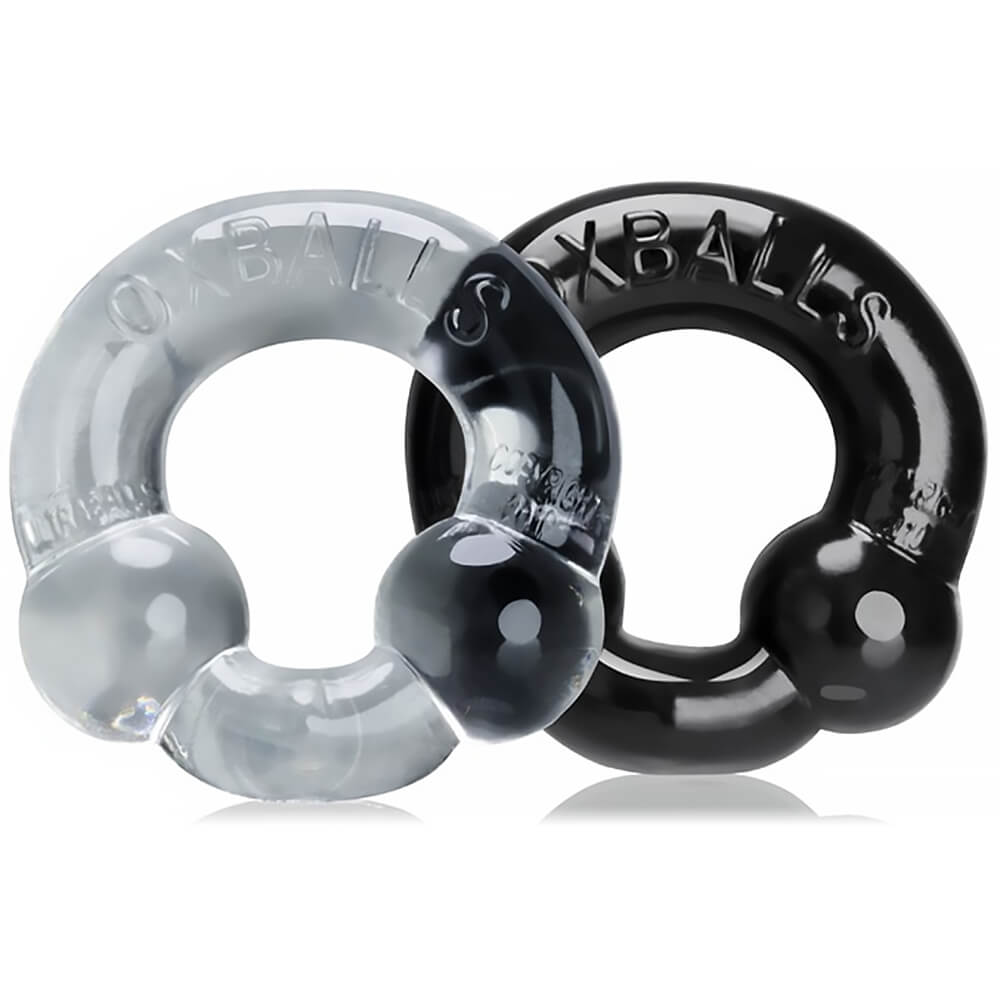 Lot 2 cockrings TPR noir et transparent Oxballs Ultraballs