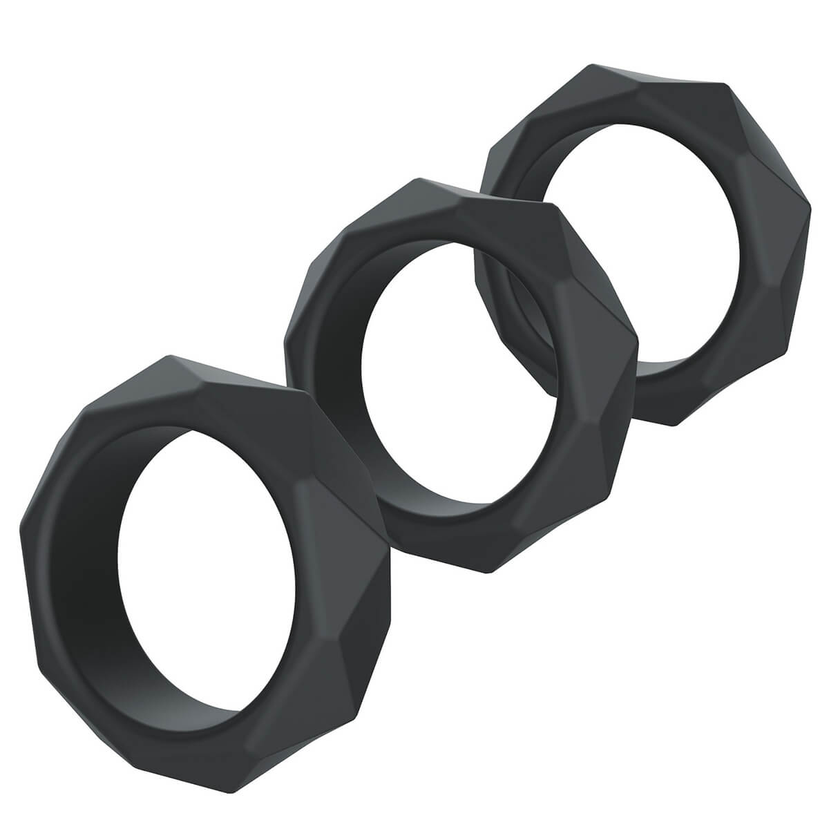 Lot de 3 cockrings silicone noir Hidden Desire Extreme Heavy C-Ring