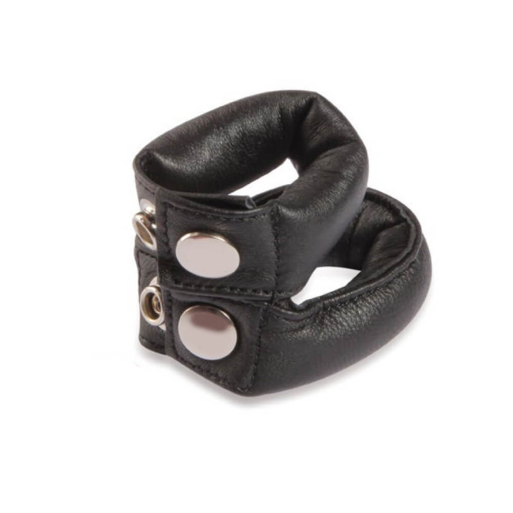 Cockring ballstretcher en cuir lesté 270g