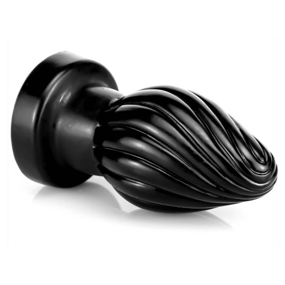 Plug anal silicone noir Darksil Spiral M 9x4.5cm