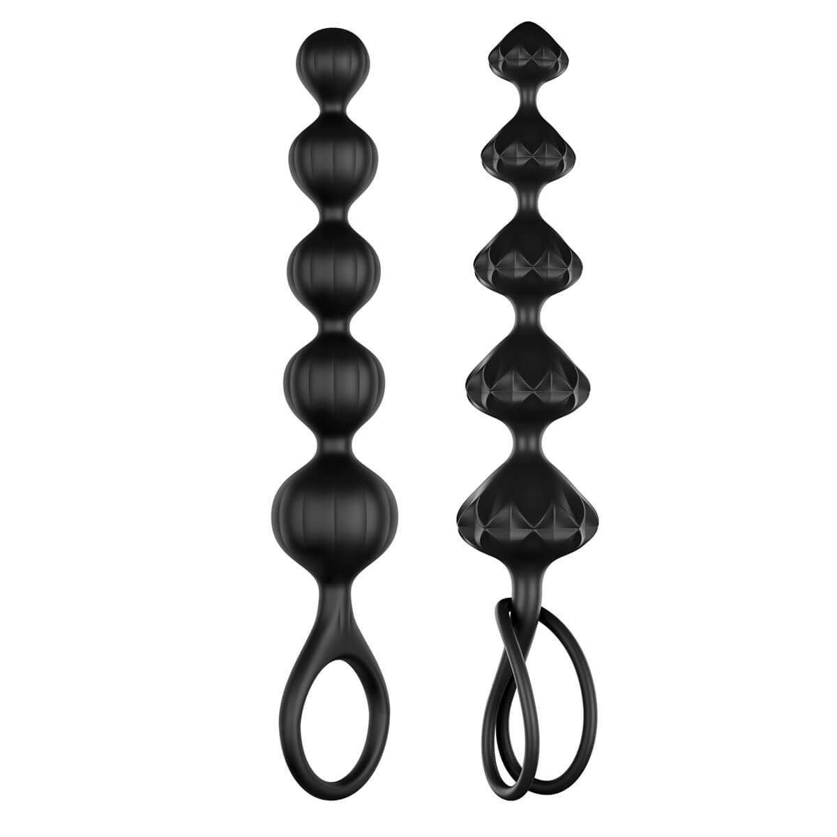 Kit de 2 chapelets silicone noir Satisfyer Love Beads 15x3cm