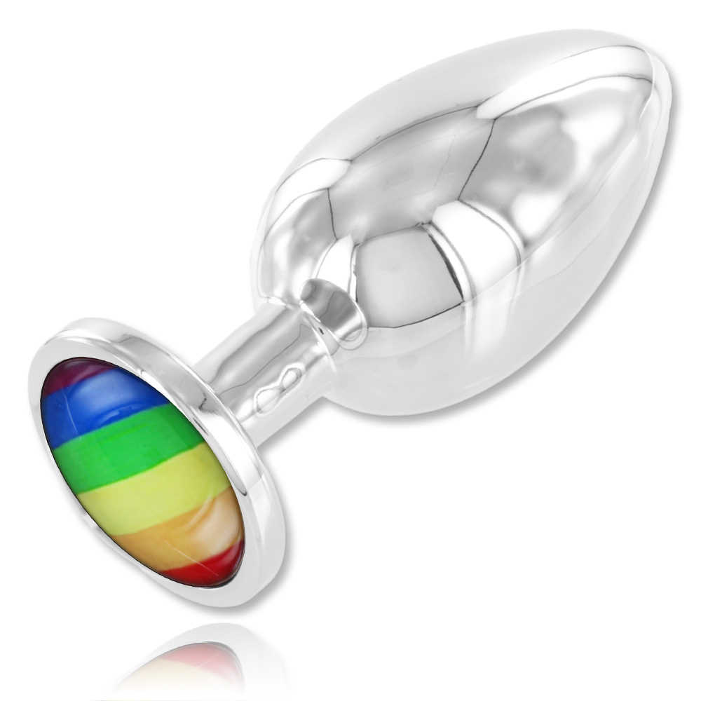 Plug anal bouton de rose acier 30mm logo Gay