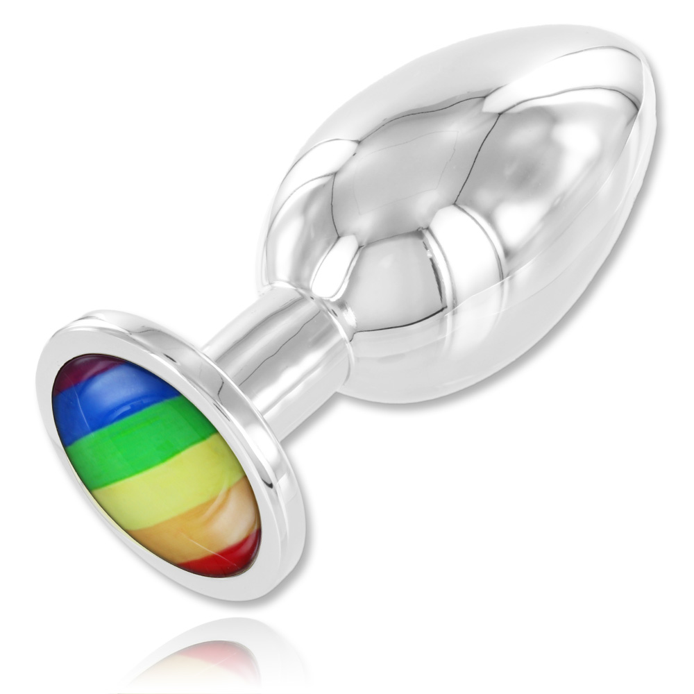 Plug anal bouton de rose acier 38mm logo Gay