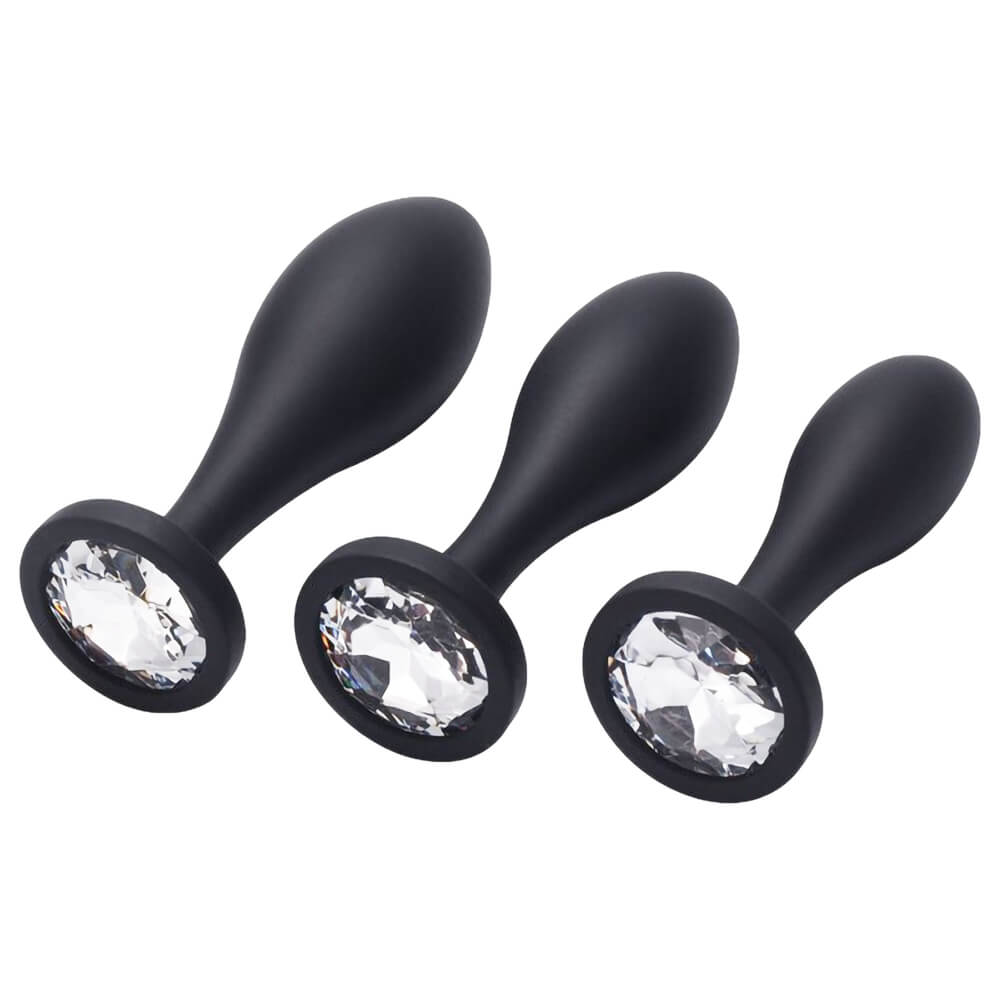 Lot de 3 bijoux d'anus silicone noir Tearskit