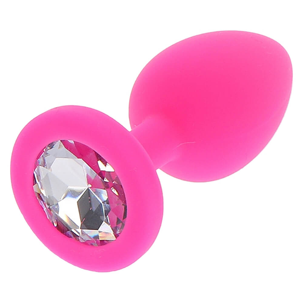 Plug bijou d'anus silicone rose Toy Joy Diamond Booty Medium 3.5x7cm