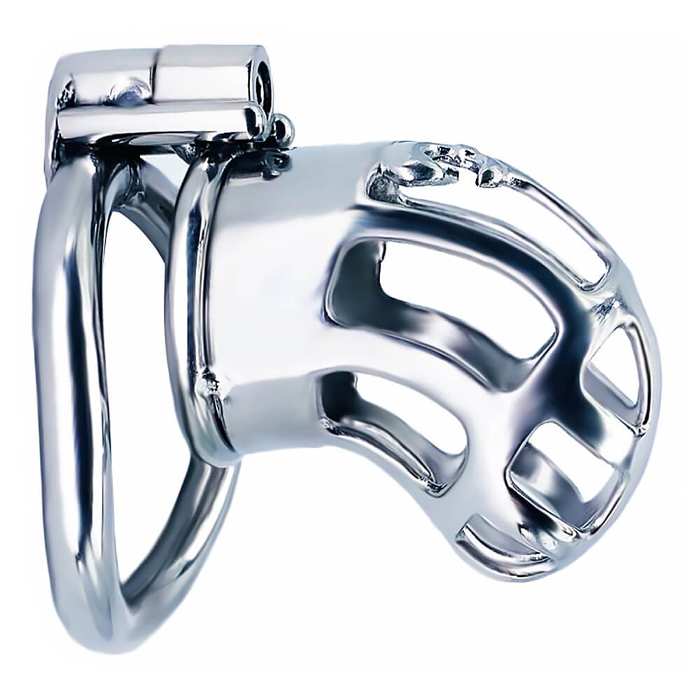 Cage de chasteté homme avec cockring Cock Lock Royal Steel 7x3cm