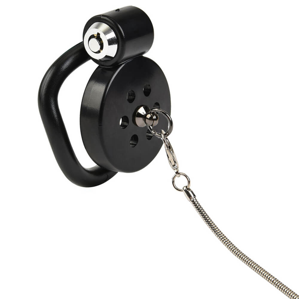 Cage de chasteté ABS avec laisse Cock Lock Leashidy 2.5 x 3.8 cm Noire