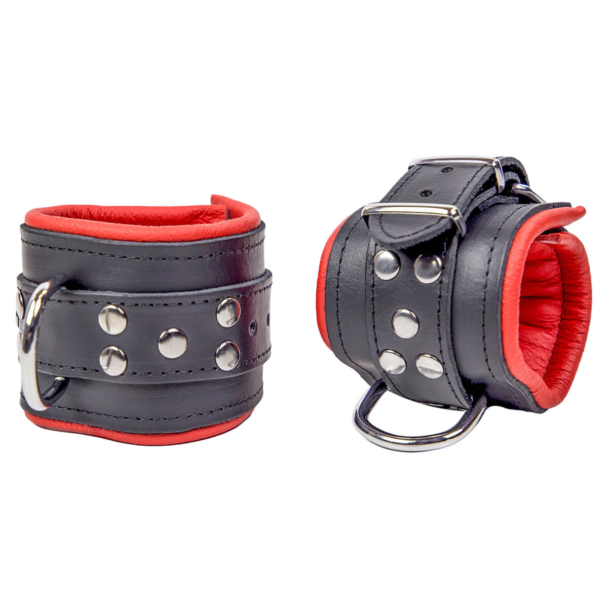 Menottes rembourrées en cuir The Red Noir-Rouge