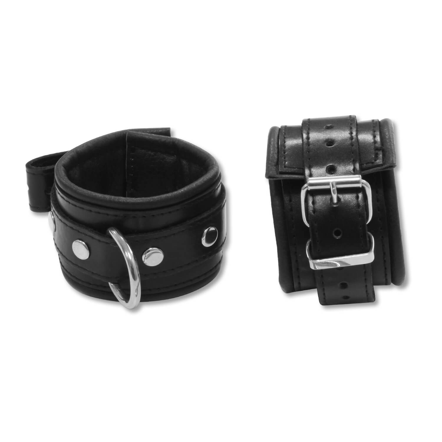 Paire de menottes cuir noir 5cm
